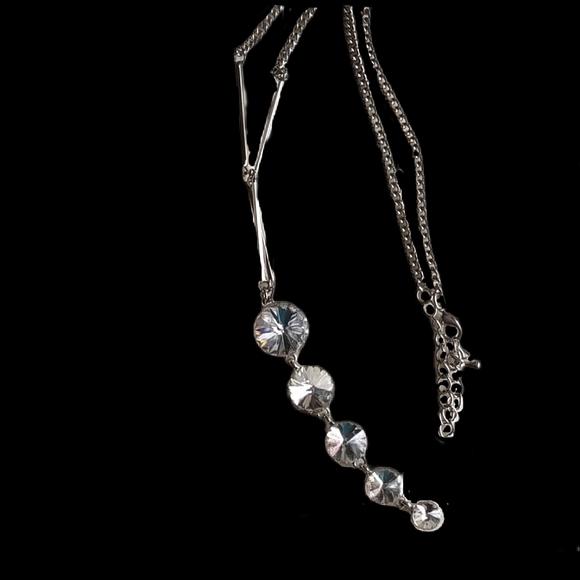 Crystalline Round Rhinestone Rivoli Dangling Necklace - Picture 4 of 5